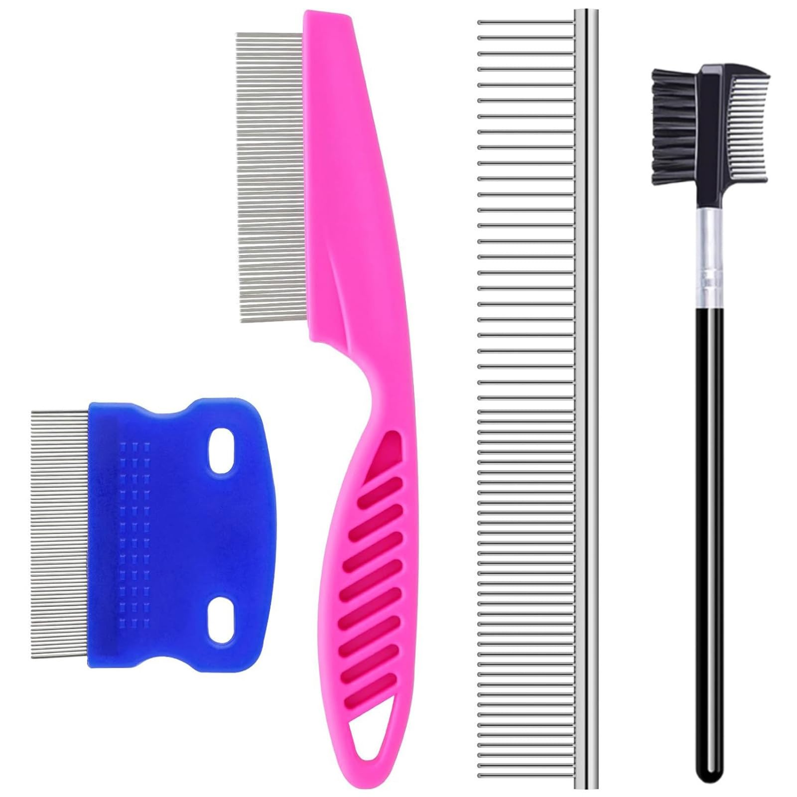Pets Grooming Comb Kit for Small Dogs Puppies for Tear Stain Remover 2-in-1 with Round Teeth to Remove Knots Crust Mucus by