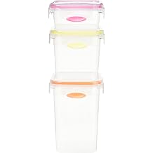 Misco PNC378SQ6/6 6 Piece Press N Click Food Container Set, Clear/Grey Trim