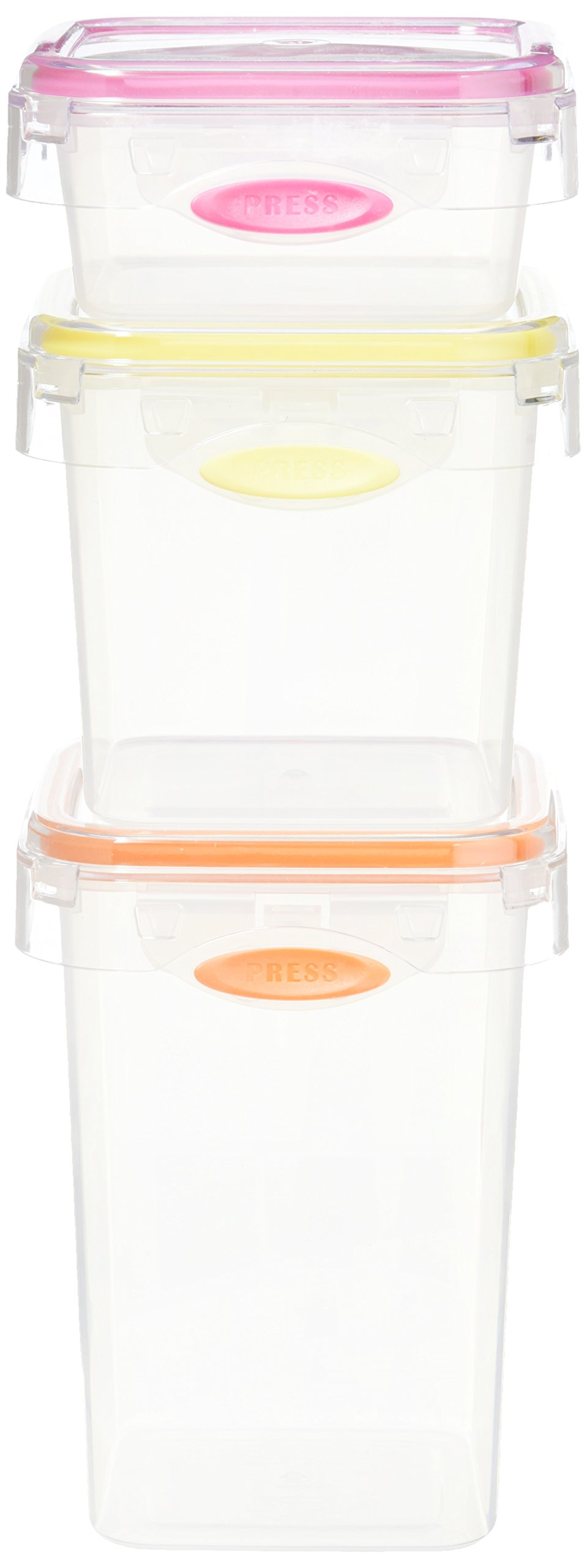 Press N' Click Food Containers Kitchen Canister Set, 6 Piece, Clear, 3