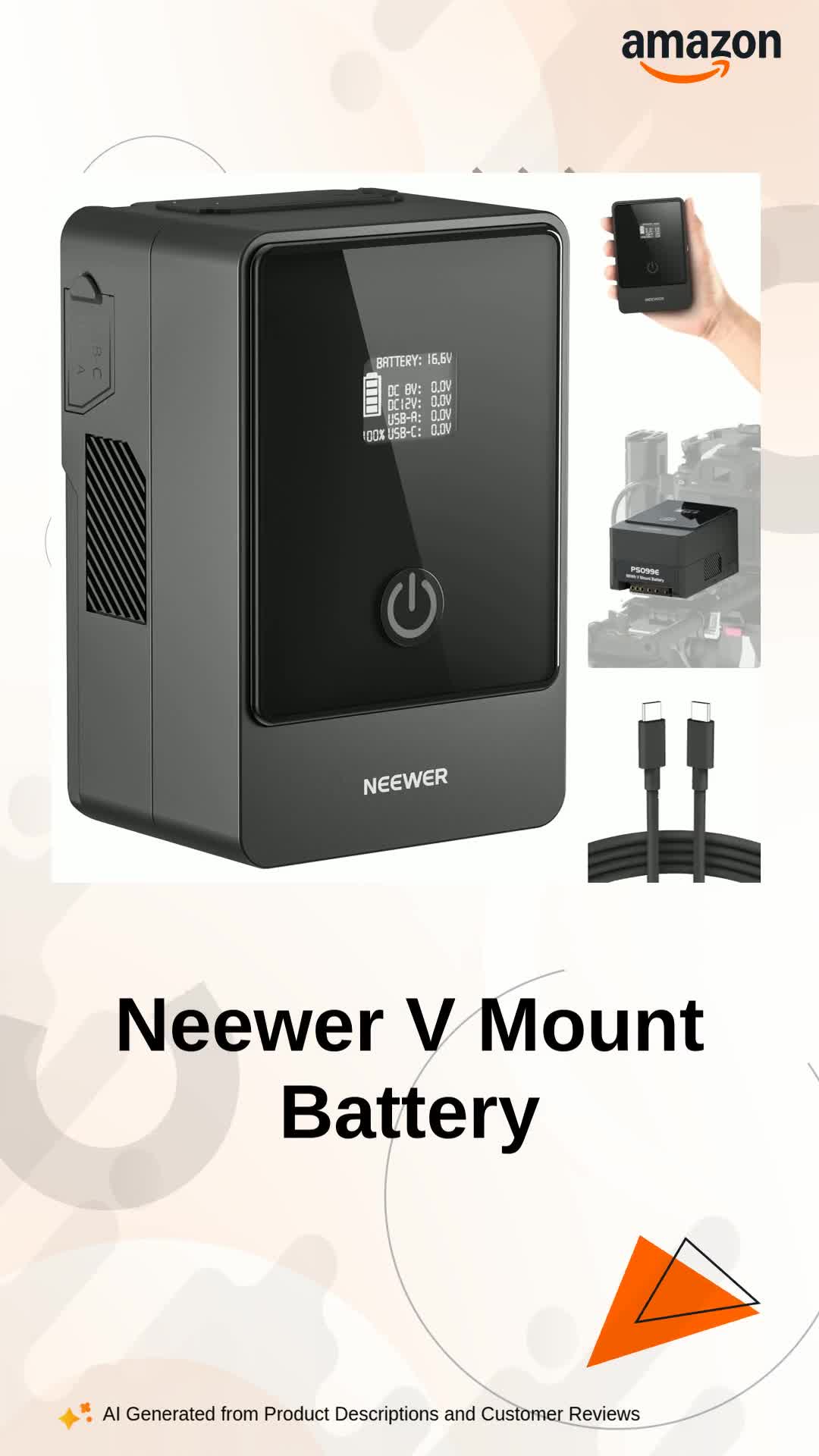 Neewer V Mount Battery PS099E with Type C Cable