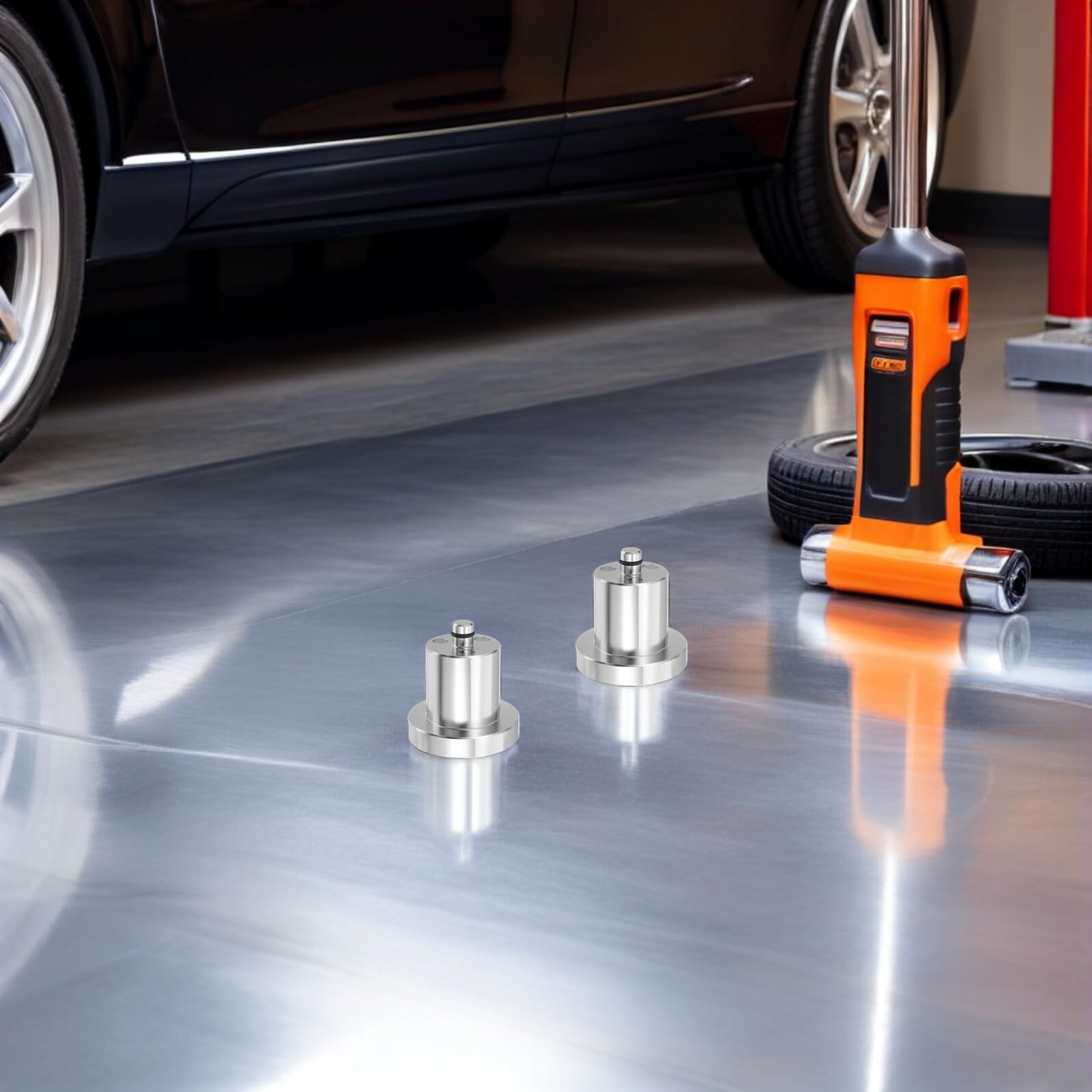 4 Stück Aluminium Wagenheberadapter Hebebühnenauflage mit Stoßdämpfung Rutschfest für Pkw und Garagenwagenheber Bodenschutz bei Fahrzeugwartung