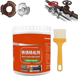 2PCS Rust Renovator, Rust Remover for Metal, Rust Conversion Agent, Rust Removal Converter Metallic Paint, Water-Based Metal Rust Remover with Brush, Multi Purpose Anti-Rust Paint 300g