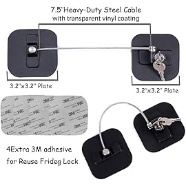Fridge Lock,2 Pack Refrigerator Locks with Keys,Freezer Lock and Child Safety Cabinet Lock,Black Fridge Lock