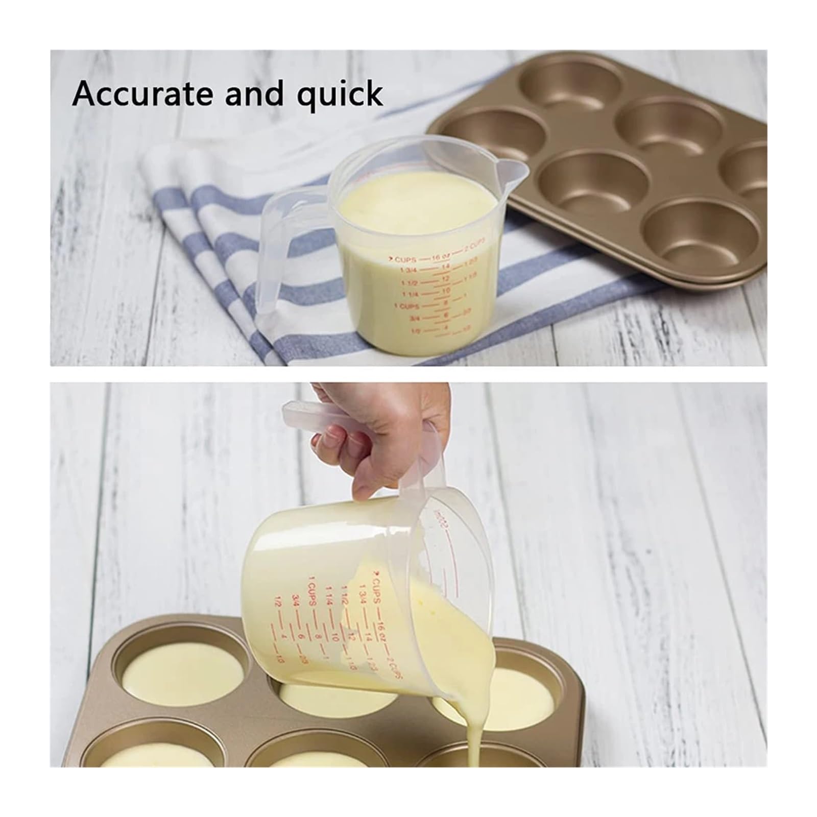 Taza Medidora 3 tazas medidoras de 250 ml, 500 y 1000 con boquilla plástico mango transparente for hornear, herramienta cocina Jarra Medidora Cocina(1000ml)