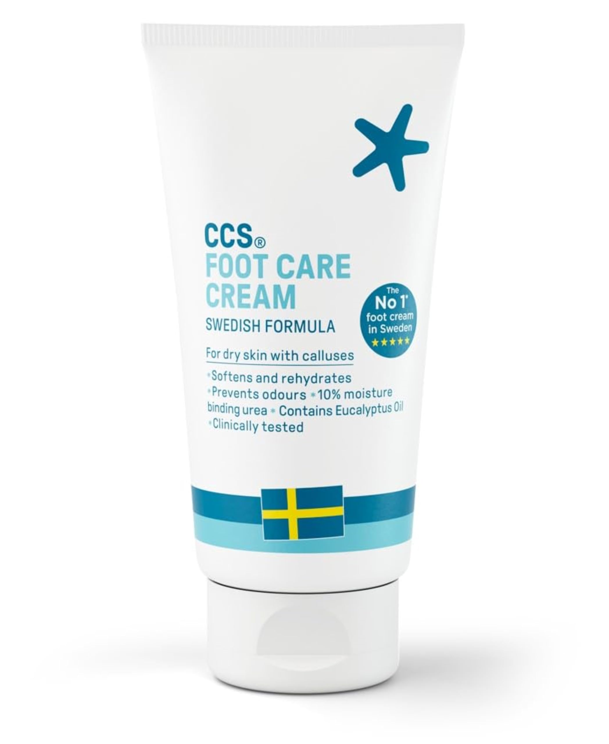 CCS Foot Care Cream for Cracked Heels and Dry Skin 75ml - Foot Cream with 10% Urea and Eucalyptus Oil - Moisturise and Soften Hard, Rough Skin and Callused Feet