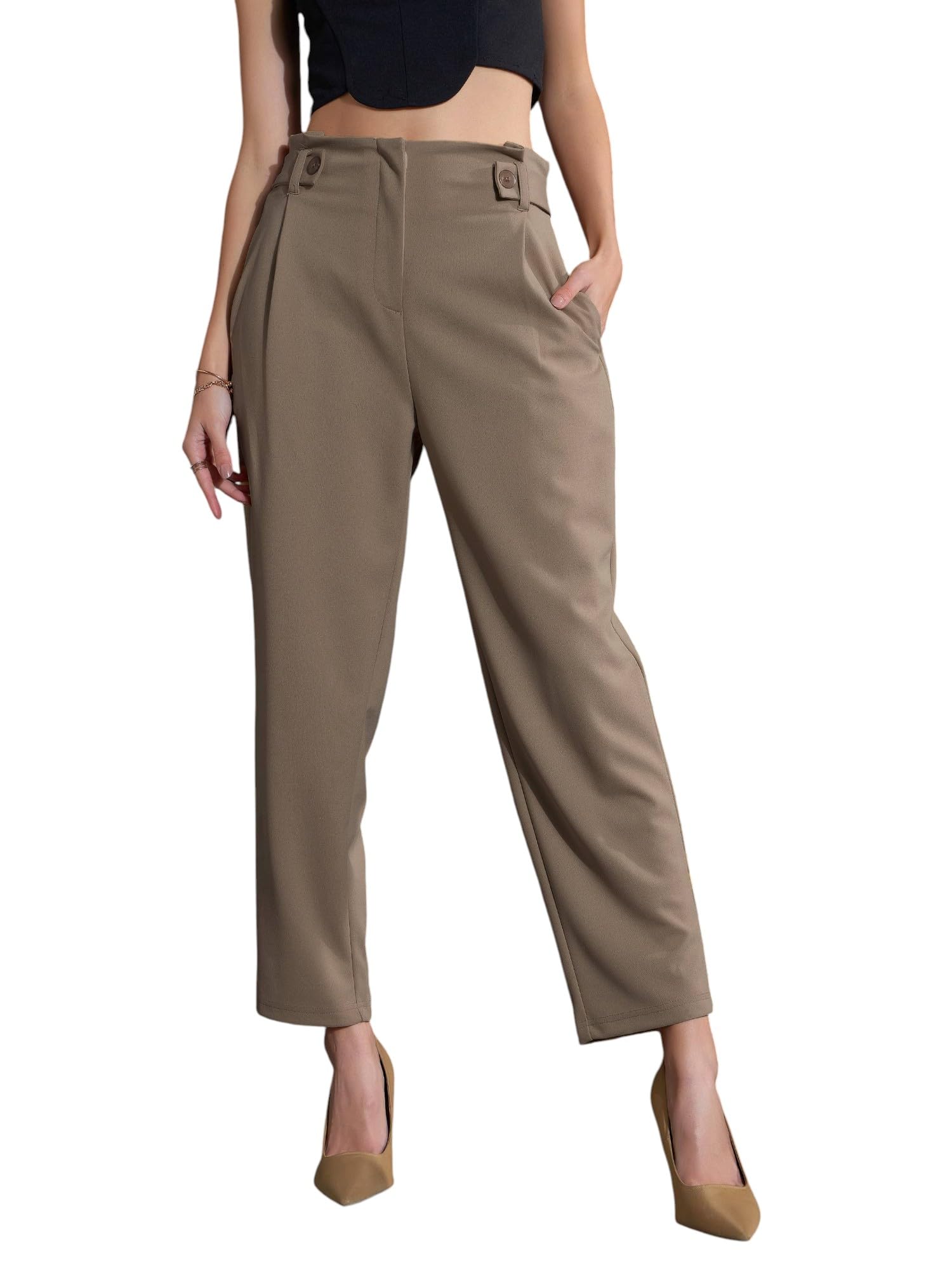 sassafras Women Front Button Paperback Waist Pants-picture-34