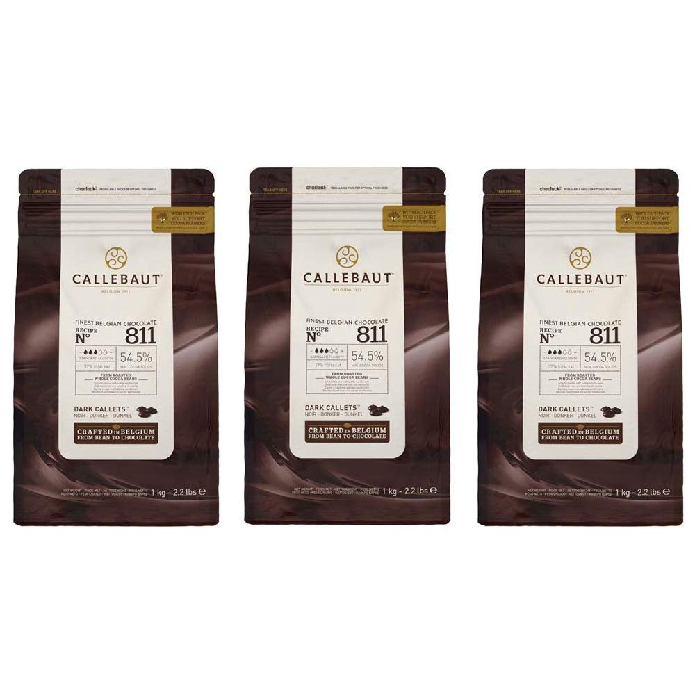 Callebaut 54,5% pépites de Chocolat Noir (callets) Lot de 3 x 1kg