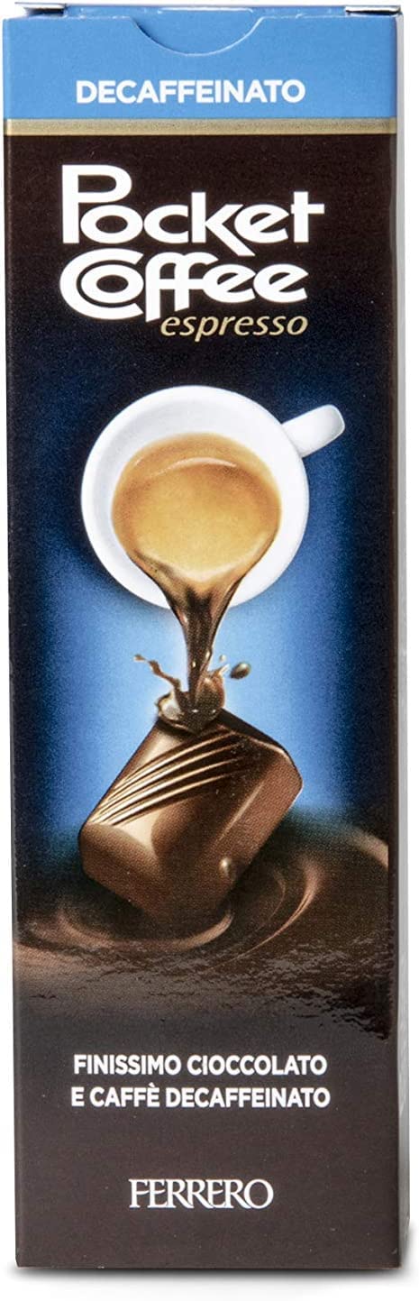Pocket Coffee espresso - Café de café con líquido descafeinado DEK Espresso, leche fina y chocolate semiamargo, 5 bombones, 625 g