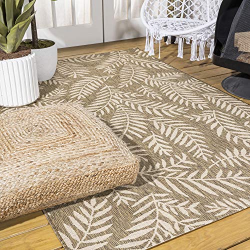 JONATHAN Y SMB119A-14 Nevis Palm Frond Brown/Beige 10 ft. x 14 ft. Indoor/Outdoor Area Rug, Pet Friendly, Non-Shedding, Stain Resistant, Easy-Cleaning for Backyard, Patio, Porch, Living Room, Kitchen