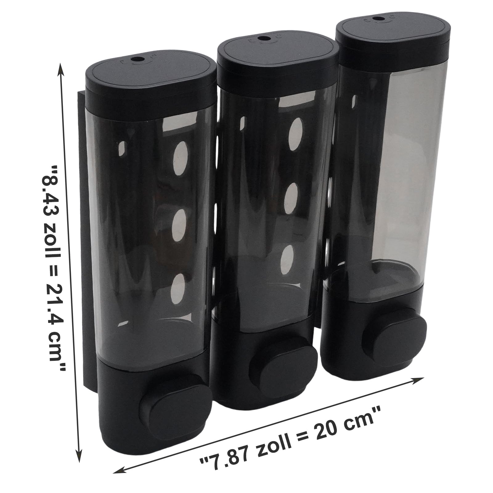 Hoypeyfiy Set dispenser per sapone a parete a 3 camere, dispenser per shampoo e gel doccia, installazione senza fori per l'organizzazione del bagno e della cucina (nero)