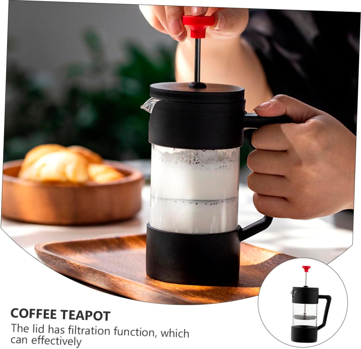 Heat-resistant Coffee Press Pot Double French Coffee Maker for Home Office Portable Tea and Brewer Easy Clean Residue Filter