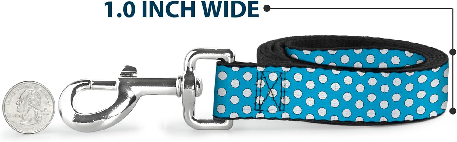 Dog Leash Minnie Mouse Bow Dots Blue Black White Red 4 Feet Long 1.5 Inch Wide