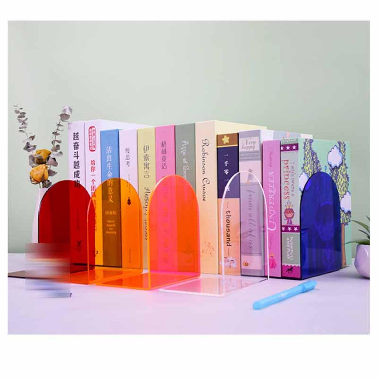 アクリルブックエンド・スタンド 透明本立て ブック不可視本 仕切り  