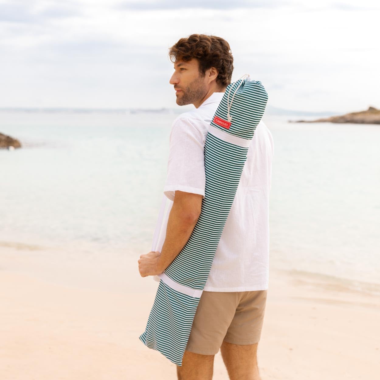 Flamingueo Sombrilla Playa, Piscina, Terraza Exterior, Protección UPF 50+, Altura y Orientación Regulable, Funda de Transporte, Poliéster, 210 x 180 cm