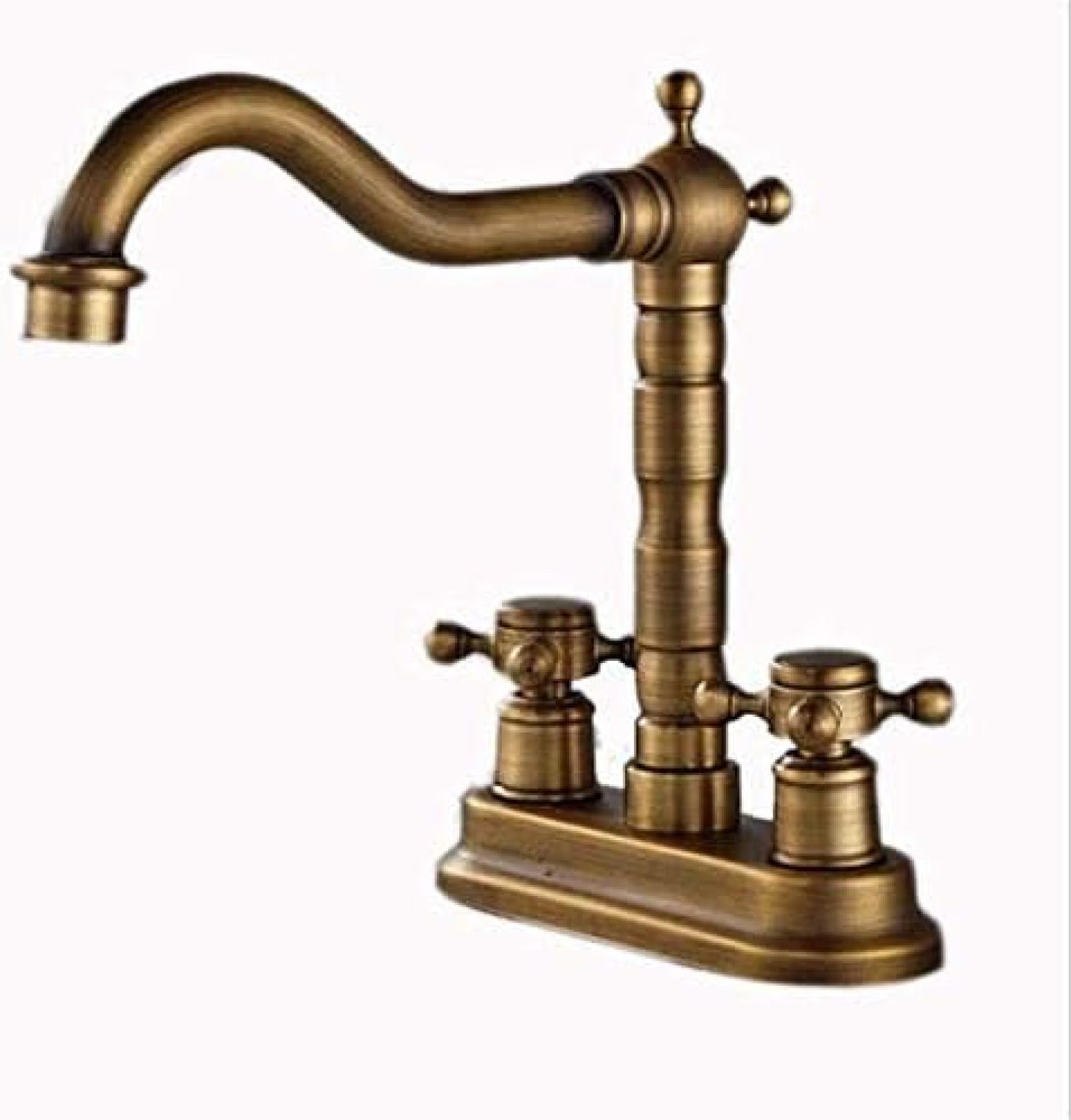 Zqfhsx Kitchen Taps Tap Faucet Antique Brass Bath Basin Sink Dual Cross Handles Swivel Spout Mixer