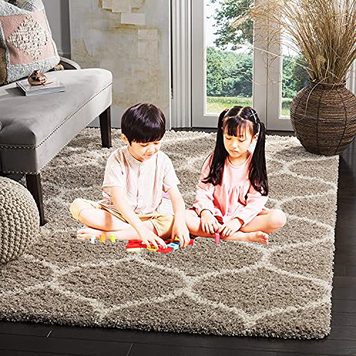 Image of Handwoven Microfibre 3D Rug for Living Room (Beige & Ivory Moroccan, 10 X 10 Feet (Round), Microfibre)