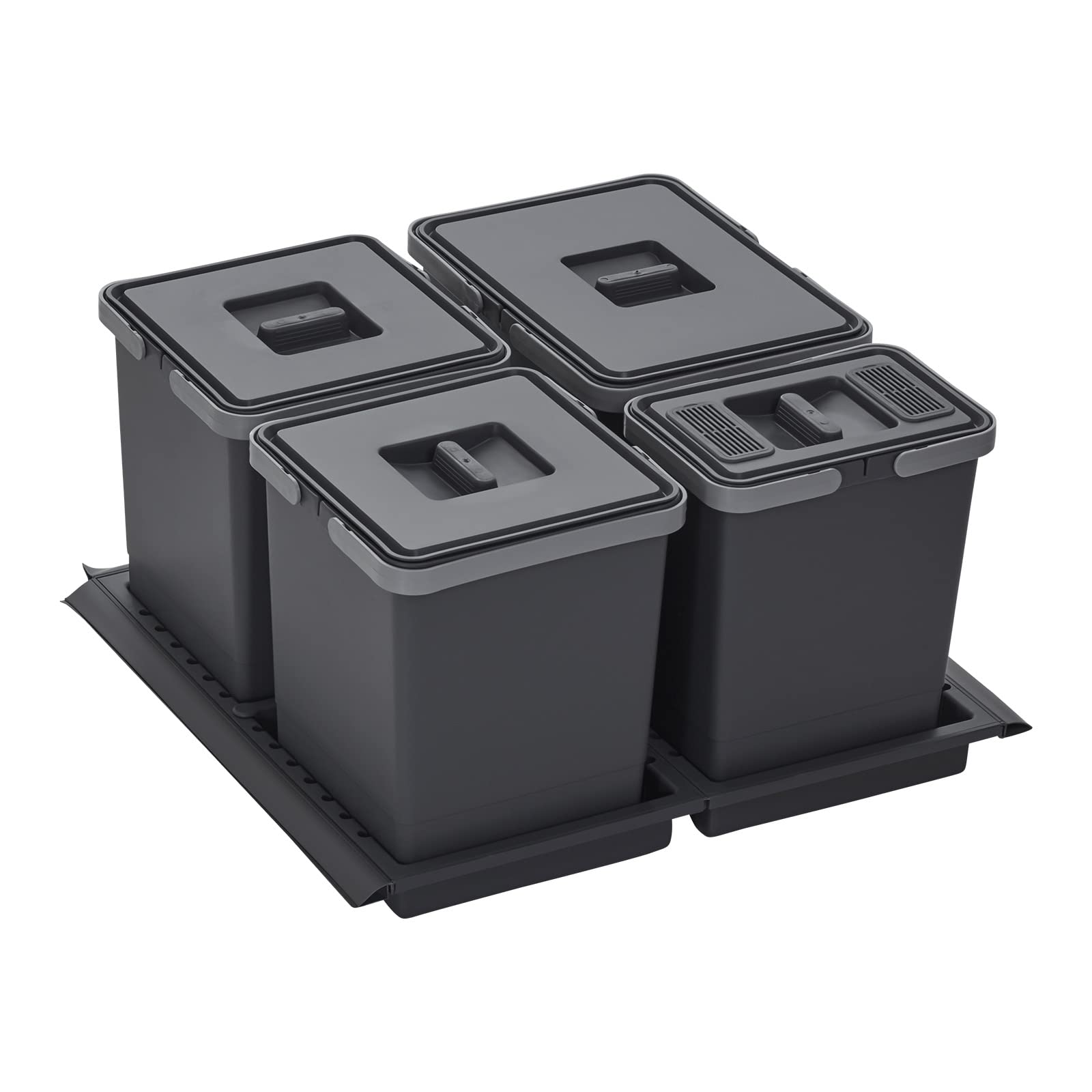 SOTECH Sistema per Pattumiera DRAW 15+10+10+6L / Pattumiera con Coperchio/Sistema per Rifuti/per Cassettoni Estraibili di 60 cm