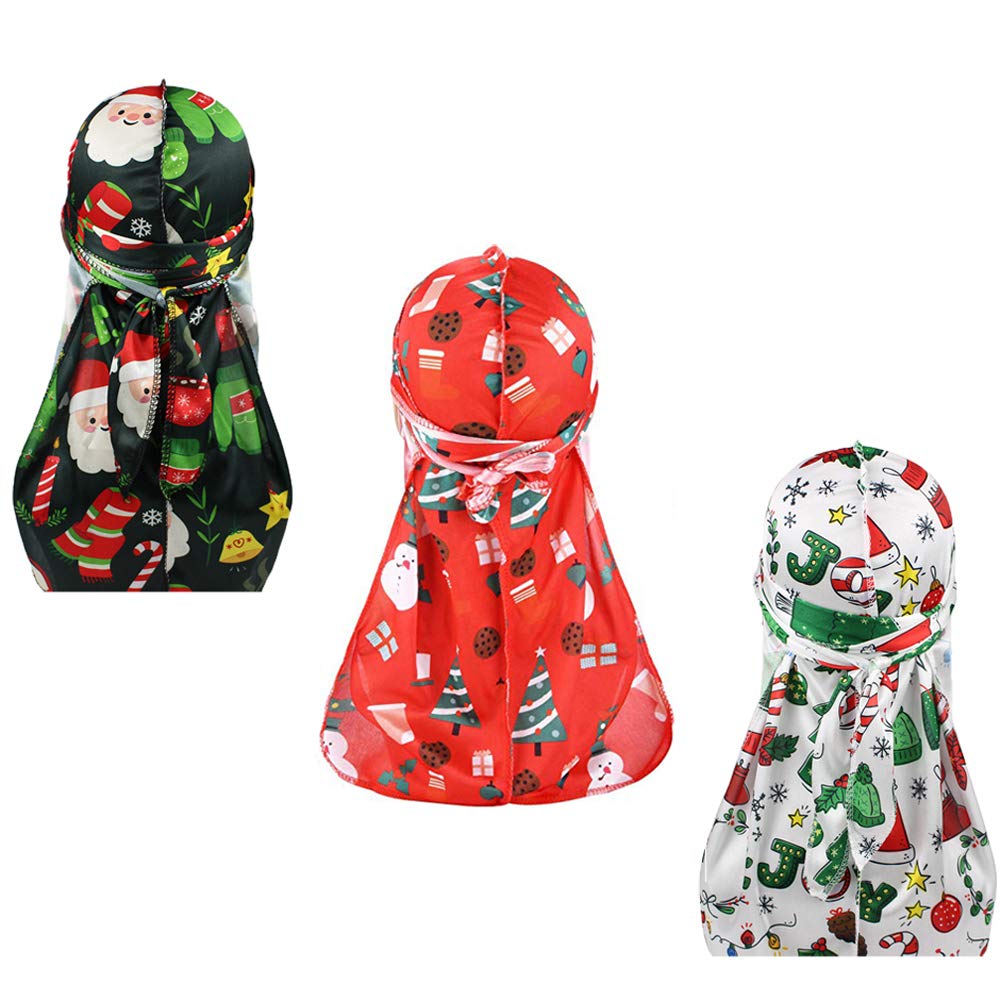 Military Camouflage Premium Silky Durags with Long Tail Colorful 360 Waves Doo rag for Men Du rag Cap