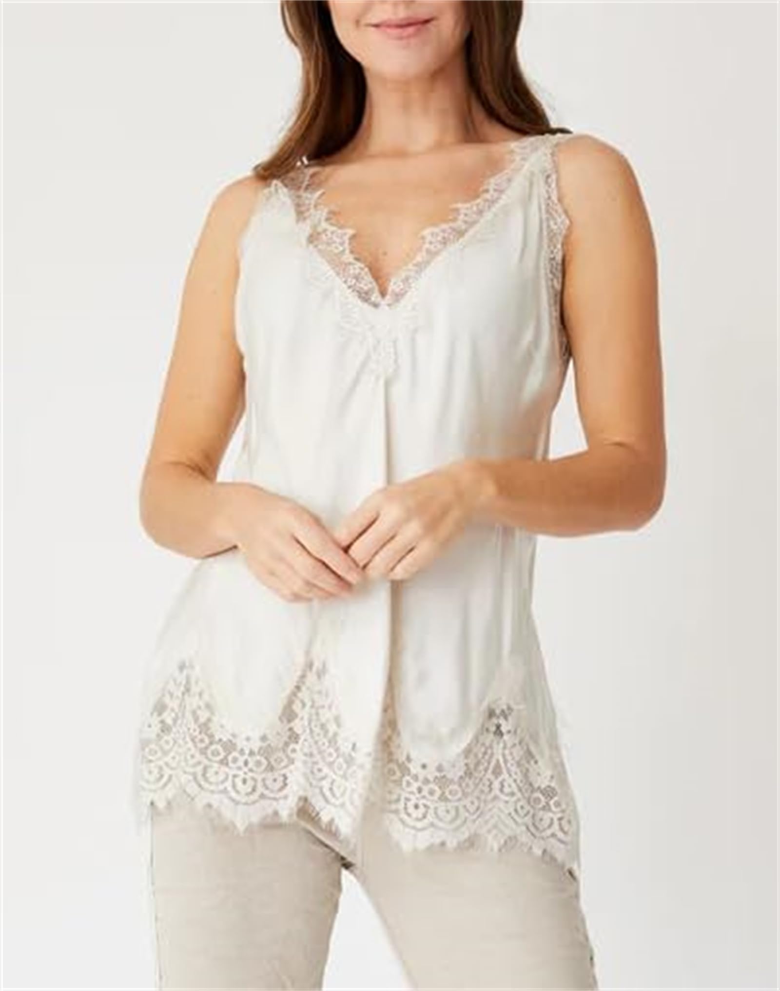 2026 Camisole in pizzo per le donne senza maniche con scollo a V spalline sottili, fluente sexy casual per uscire canotta da indossare tutti i giorni