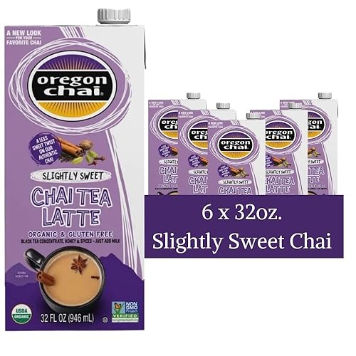 Oregon Chai Concentrado de té Chai ligeramente dulce con latte de 32 onzas paquete de 6 concentrado de té líquido Chai té negro especiado para uso