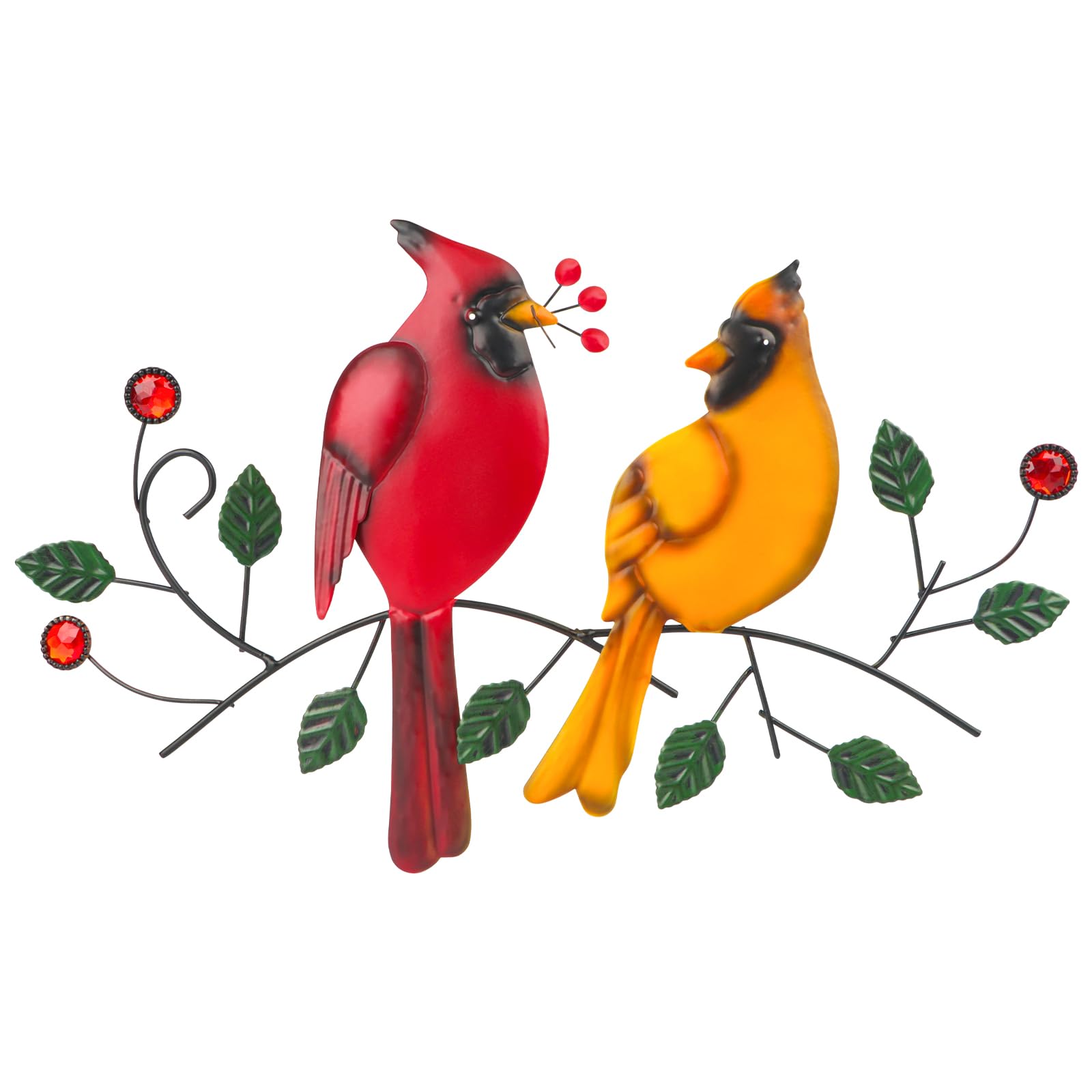 YIYA Metal Bird Wall Art - Colorful Cardinals Parrot Wall Decor for Bedroom, Living Room, Office, Garden, Patio