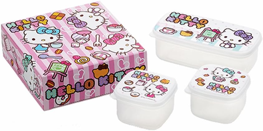 HELLO KITTY(Hello Kitty) cafe love seal container 3pc set bento box、Lunch box（Japan　Import）A KT-103