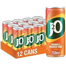 J2O Fruit Juice, Orange and Passion Fruit, 250ml Cans Pack of 12