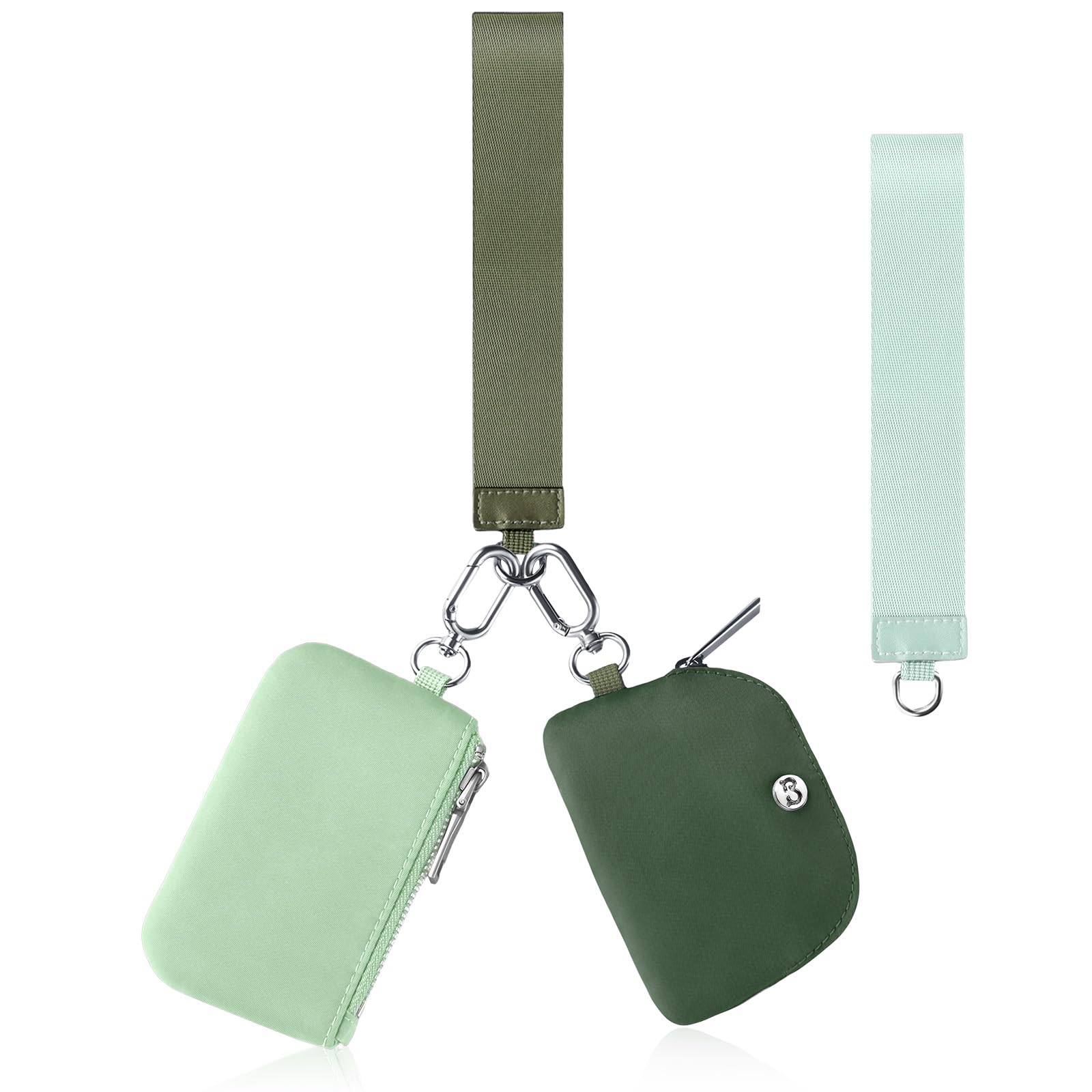 Babysun Mini Zip Around Dual Pouch Wristlet With 2 Straps Wristlet Keychain Wallet for Women Coin Purse Small Cute for Teen Girl