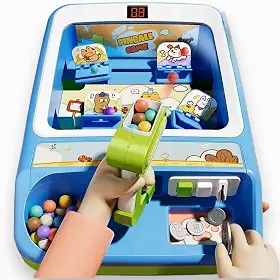 Mini Máquina de Fliperama Infantil Com Níveis de Dificuldade e Moedinhas (Verde)