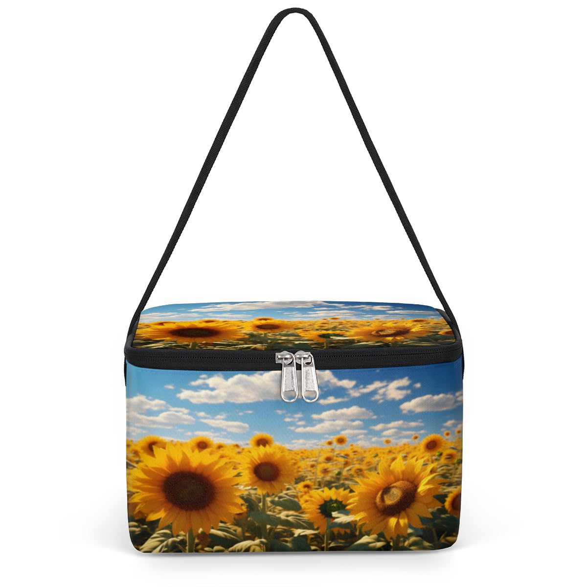 GzLeyigou Field of Sunflower Lunch Bags for Women Men 9 Cans, Hot & Cold Food Delivery Bag Insulated Grocery Bag Insulated Lunch Box Sunflowers Garden Cooler Bag for Office Work Picnic Beach
