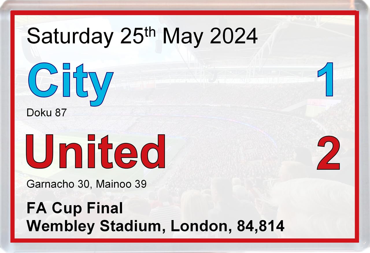 Baked Bean Store Multicolor Man Utd Fa Cup Final Scoreboard - 96 X 67Mm Jumbo Fridge Magnet/Magnets