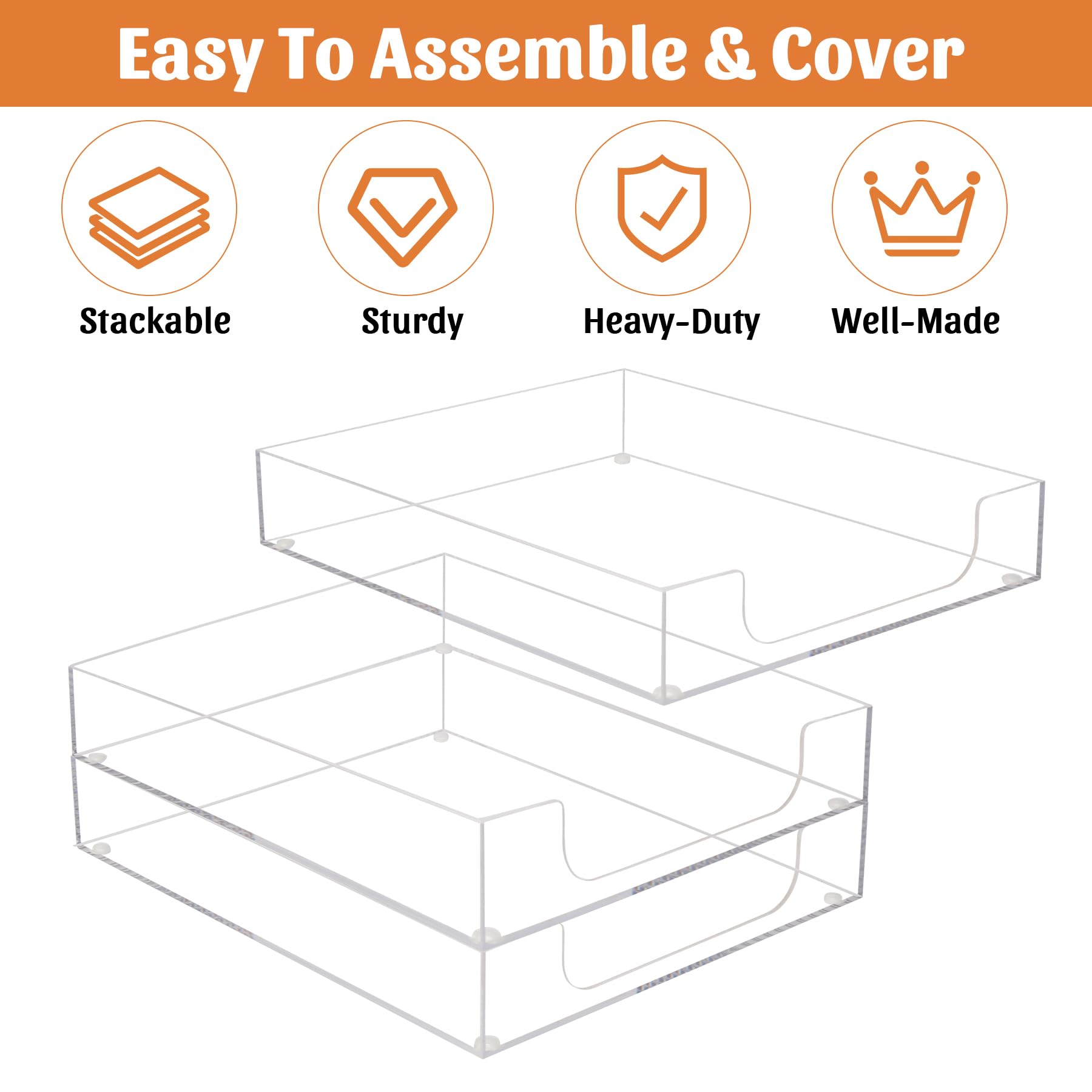 Acryl-Papiertablett, Briefform, Schreibtischablage, Organizer für Büro | Einzeln, stapelbar, robust, Kunststoff-A4-Dokumentenhalter, Sortierer für Zuhause, Schule