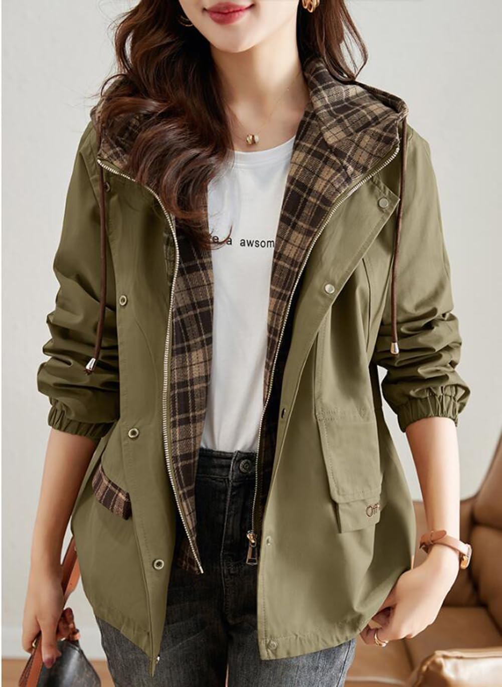 （BaLuoTe）レディース ジャケット ウィンドブレーカー フード付き コート おしゃれ カジュアル ブルゾン ゆったり 重ね着