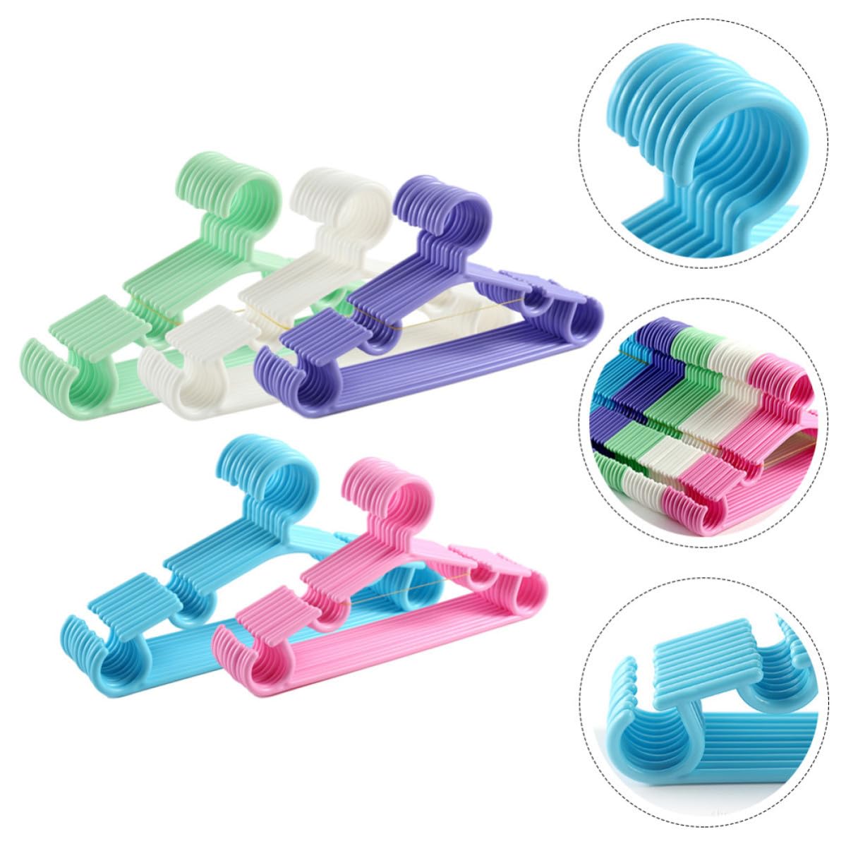Veemoon 50 Piezas Perchas para Ropa Infantil, Perchas para Bebés de Plástico, para Colgar Ropa y Bolsas, Armario Infantil, Dormitorio y Guardería,
