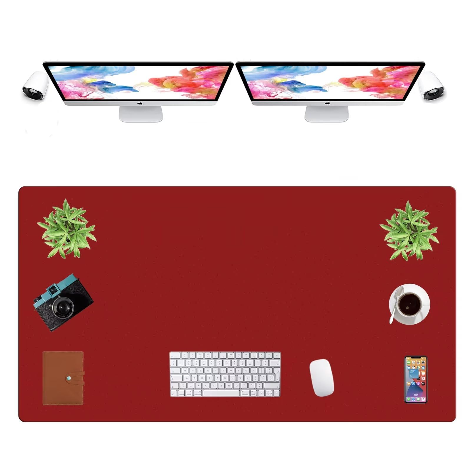 LL-COEUR Extra Large PU Leather Desk Mat Large Mouse Pad XXL Waterproof Table Mat Office Laptop Writing Pad (51.2 x 27.6 inch, Burgundy)
