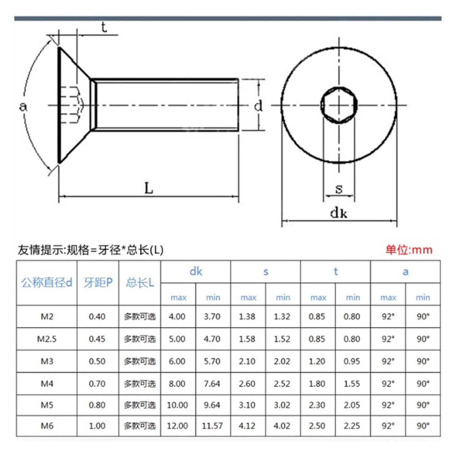 2 Pezzi Testa Svasata M2,5 X 4 Bis M12 X 150 Con Esagono Incassato