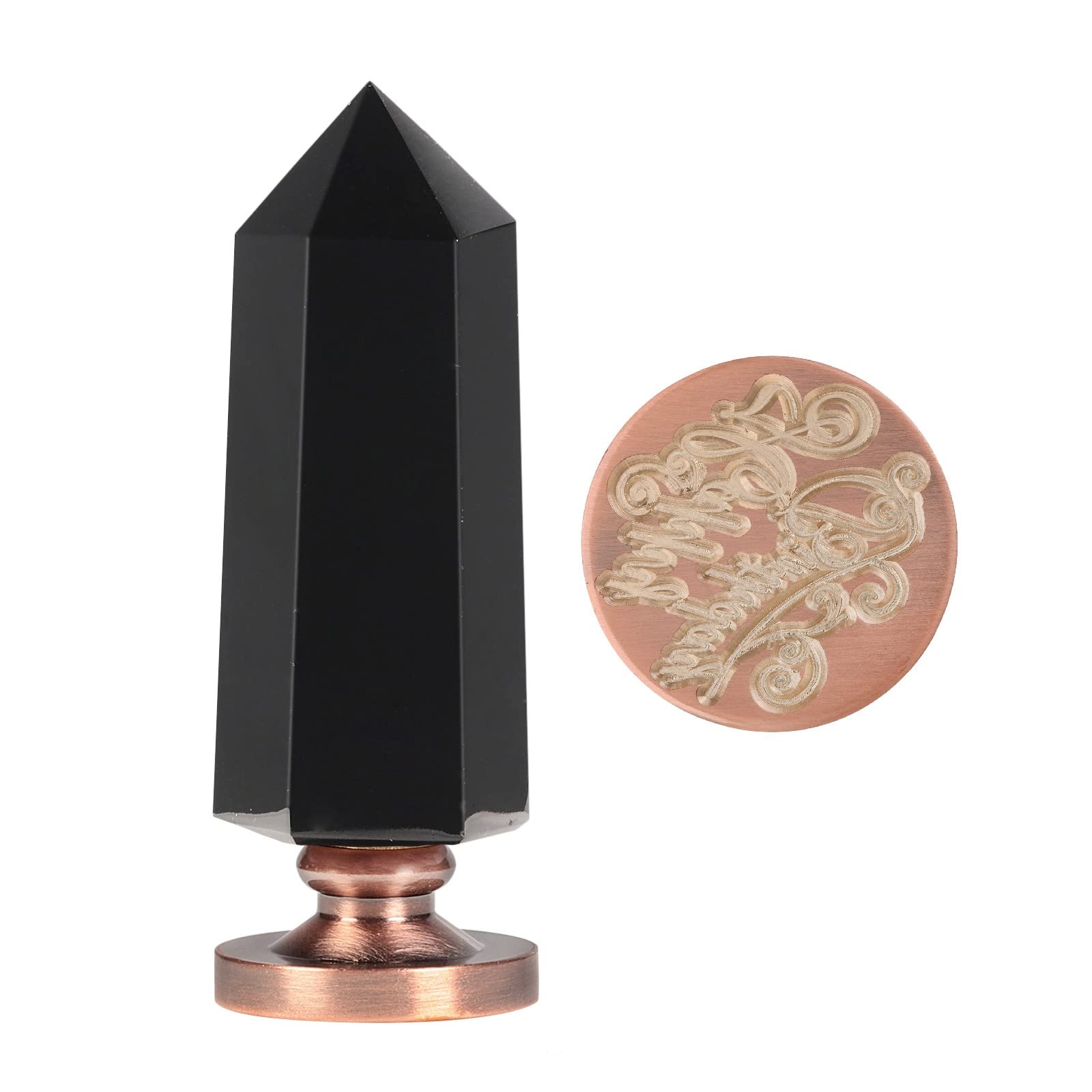 Amogeeli Faceted Rose Quartz Wax Seal Stamp For Crafts Envelope Wedding Invitations Gift Wrapping, Prism Crystal Point Stamp Handle With Removable Copper Stamp, Love - View #10