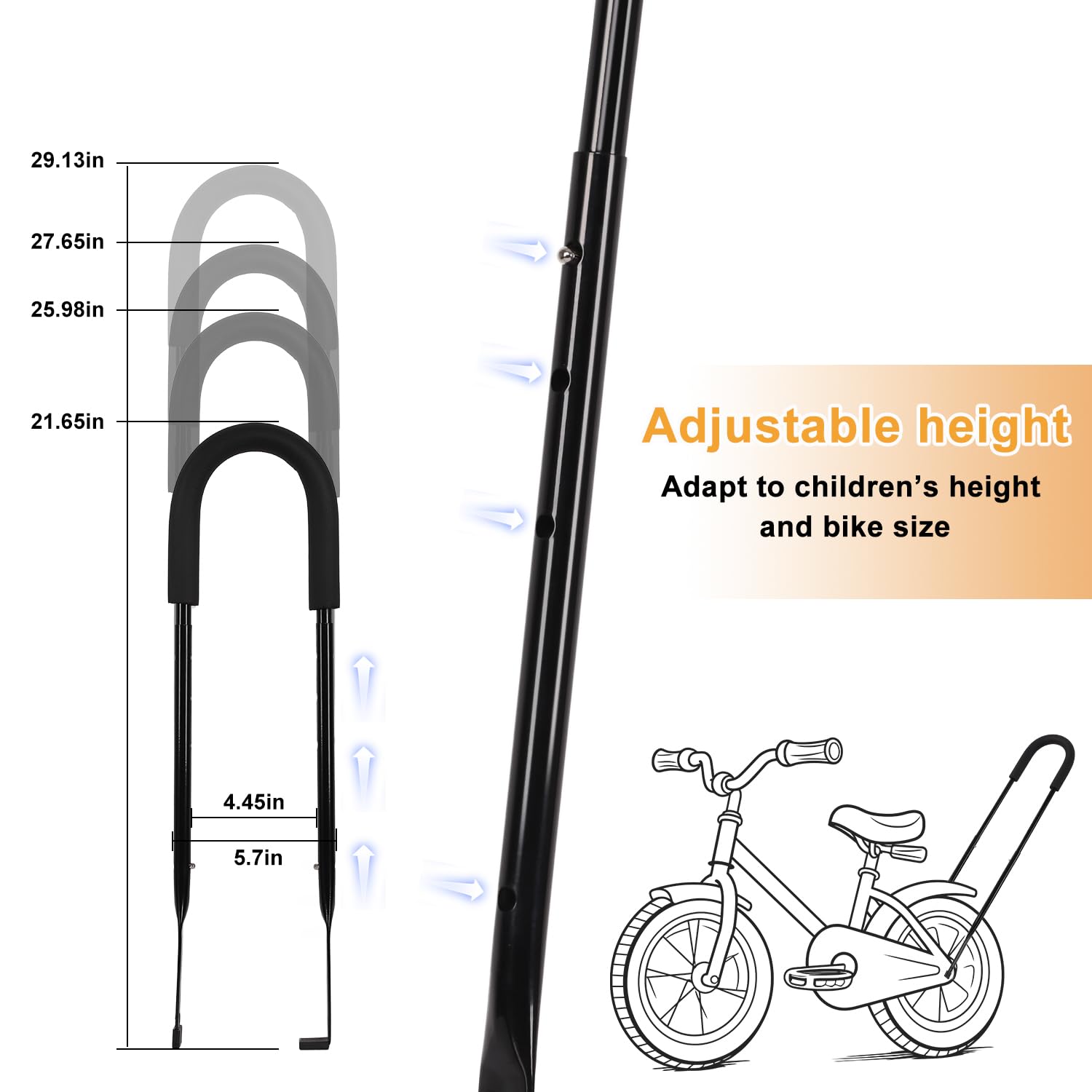 lasuroa Barra di Spinta per Allenamento per Bicicletta per Bambini, Barra di Spinta per Bicicletta Maniglia per Bicicletta Bambin Barra Spinta Bicicletta Bambini Altezza Regolabile