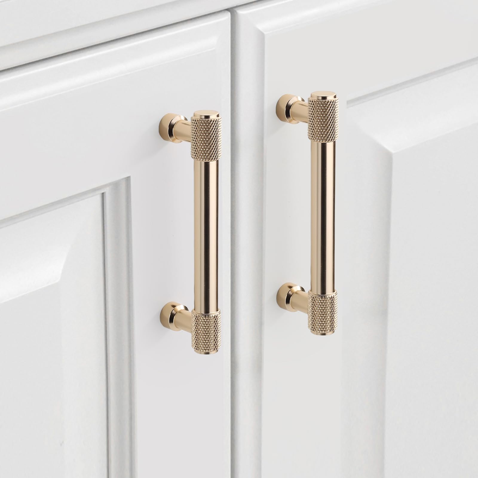 9BUILD Confezione da 10 maniglie zigrinate per armadietti, 9,5 cm, in oro spazzolato, maniglie per armadietti, maniglie da cucina per armadietti, cassettiere dorate