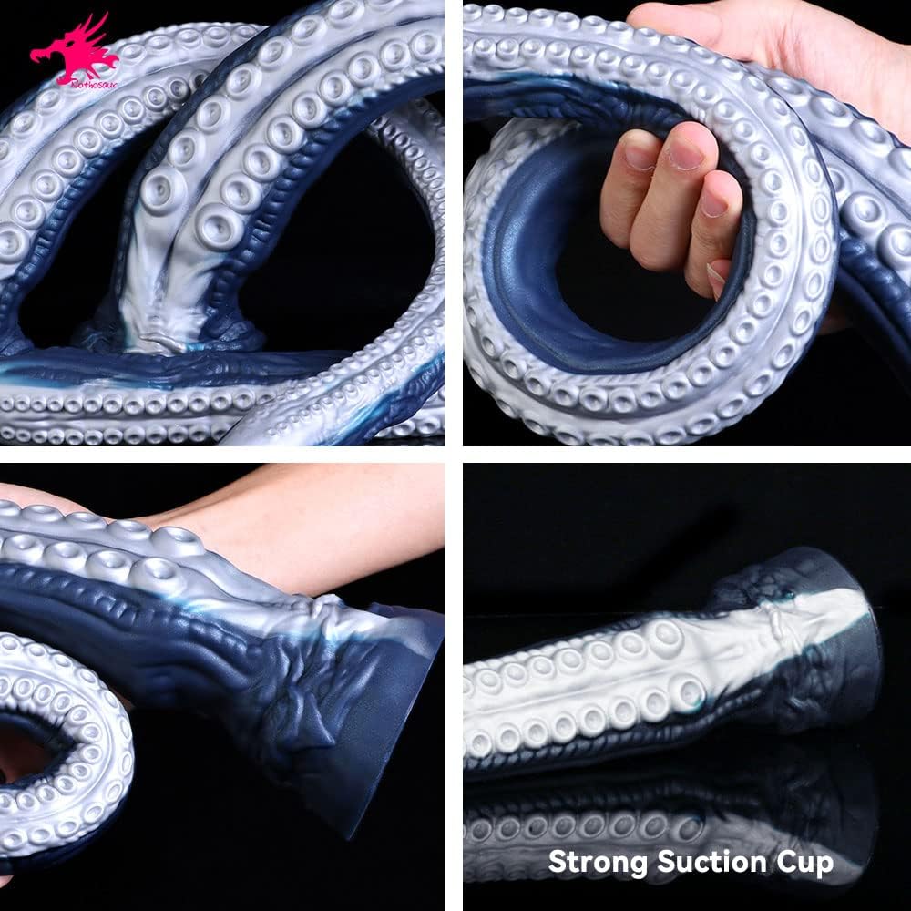 Nothosaur Abyss II 17.7“ Fantasy Dildo Long Tentacle Monster Dildo Wrap Around The Body Vaginal Masturbation Anal Thrusting with Strong Silicone Suction Cup for Men Women and Couple -Catalina Blue -S