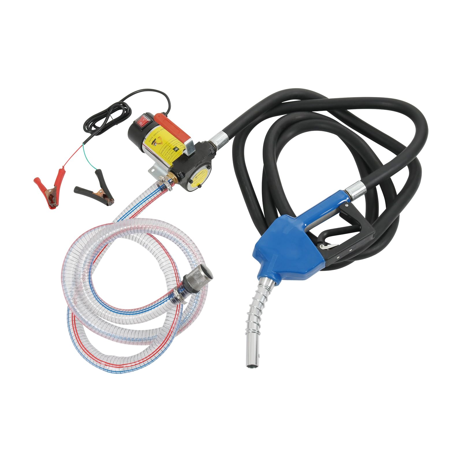 DICMIC Zestaw pompy transferowej paliwa do silników wysokoprężnych, 10 GPM, 12 V DC, przenośna, elektryczna, samozasysająca pompa do ekstraktora paliwa z automatycznym wężem odcinającym, do oleju