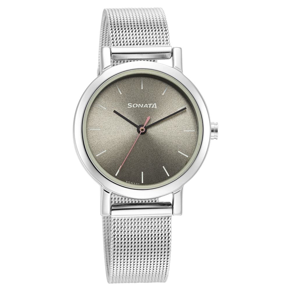Sonata Ladies Essentials Grey Dial Stainless Steel Strap Watch for Women-NS8174SM04 (B0BS3KLK7R) Amazon Price History, Amazon Price Tracker