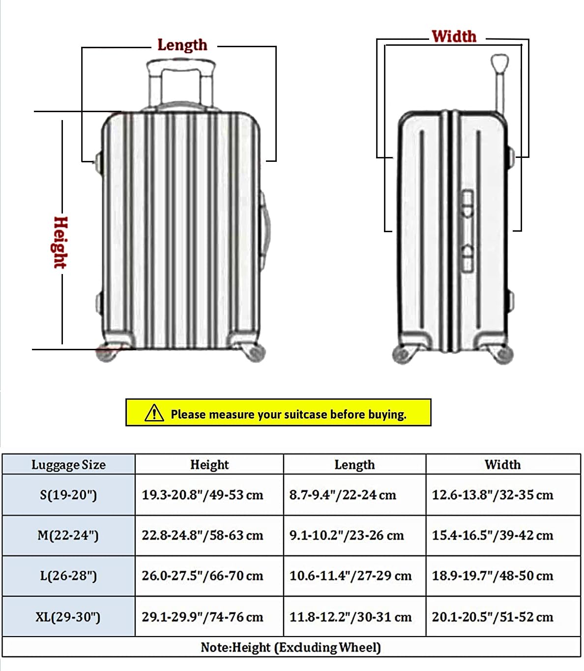 Czarna walizka ochronna na wózek pokrowiec na walizkę 45 cm - 76 cm pokrowiec na bagaż podróżny, Czarny, M(Fits to 20"-24" Trolley Case), Organizator do pakowania