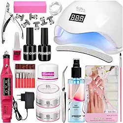 Kit Completo para Alongamento de Unhas com Cabine Sun 5 48W, Lixadeira, Géis, Primer, Top Coat e Acessórios