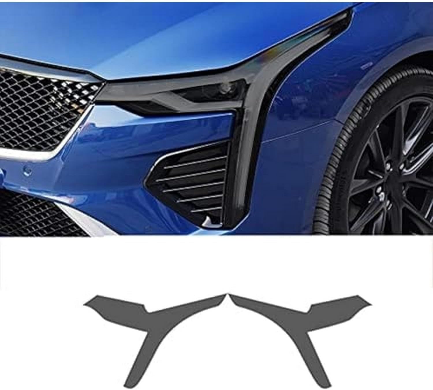 SamLng Car Front Light Film for Cadillac CT4 2020 2021 Car Headlight Protective Film Front Light Transparent Blackened TPU Sticker Car Headlight Protective Film