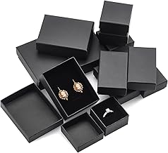 12 x Black Paper Jewellery Gift Boxes Paper Jewellery Boxes Kraft Cardboard Jewellery Gift Box Ring Box for Earrings, Necklaces, Bracelets and Rings