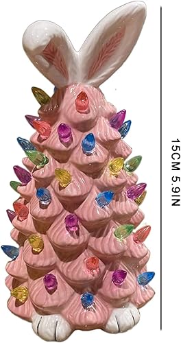 Miniatura 6 de Decoración de árbol de Pascua, decoración de árbol de conejito rosa, decoraciones de mesa de gnomos de Pascua, bonitos gnomos de conejo de mesa,