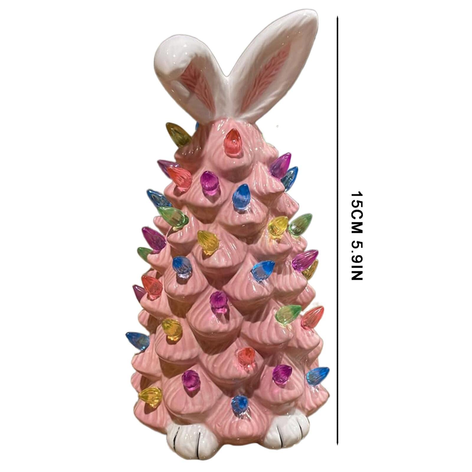Lampe Céramique Pâques œuf Lapin LED - Décoration Florale Lumineuse Avec Piles - Veilleuse Salon Cadeau