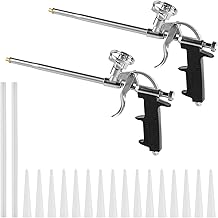 2 Stück PU Schaumpistole Bauschaumpistole, Profi Metall Bauschaum Pistole, Dosierpistole zum Abdichten, Füllen, mit 4 langen Düsen und 40 kurzen Düsen