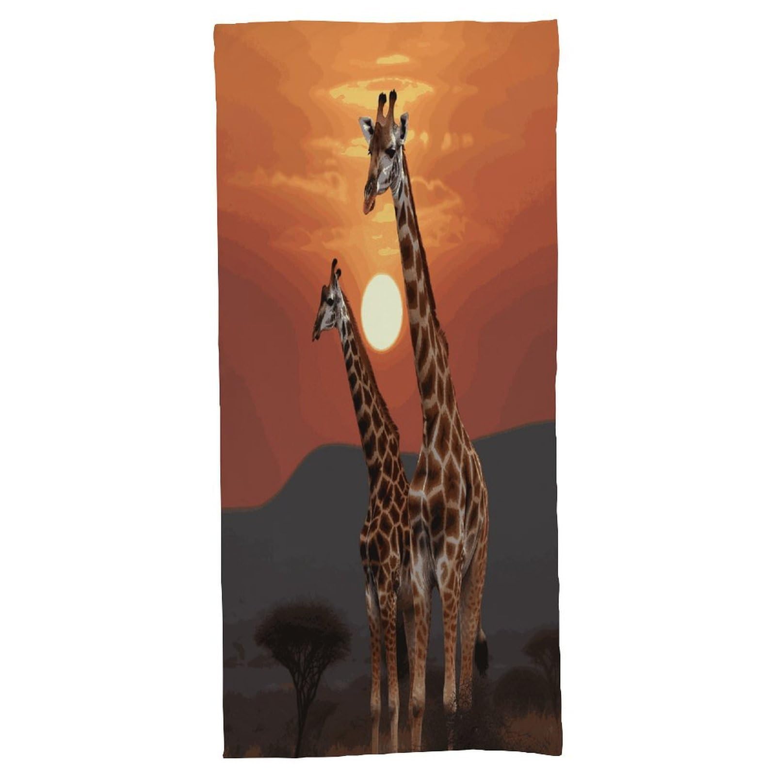 Fekiloot Men's Style Giraffe At Sunset Bath Towel Highly Absorbent,Beach Towels For Wo,Pool Towel Bathroom Essential For Beach,Gym,Travel, Camp